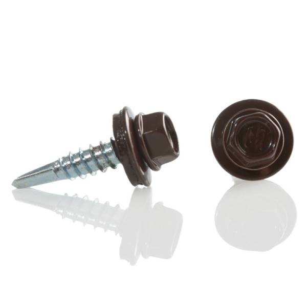 Саморез кровельный 5.5x19 RAL 8017 по металлу (100шт)